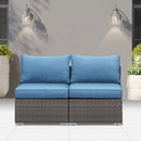 Wholesale Rattan Wicker Armless Twin Single Double Sectional Grey Navy Blue Outdoor Sofa Of 2 Seat Couch - Supfirm