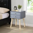 ZFZTIMBER Side Table,Bedside Table with 2 Drawers and Rubber Wood Legs, Mid-Century Modern Storage Cabinet for Bedroom Living Room, Gray - Supfirm