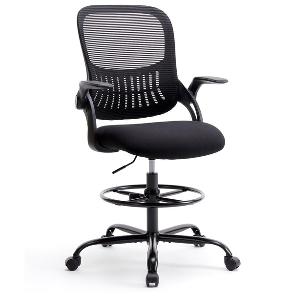 Sweetcrispy Drafting Tall Office Chair Ergonomic High Desk Chair with Flip-up Armrests - Supfirm