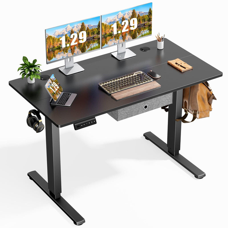 Sweetcrispy Electric Standing Desk with Drawer Adjustable Desk Ergonomic Rising Desk Computer Workstation,48 x 24 Inches Black - Supfirm