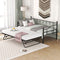 Twin Size Metal Daybed with Twin Size Adjustable Trundle, Portable Folding Trundle, Black - Supfirm